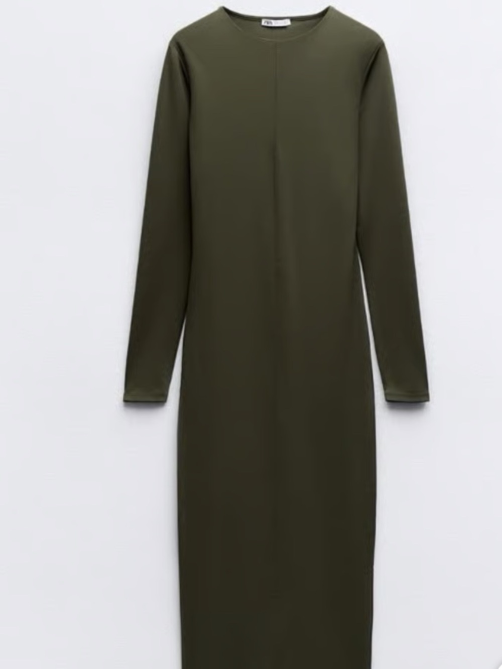 Zara Long Sleeve Olive Bodycon Maxi Dress, Small - Picture 2 of 10